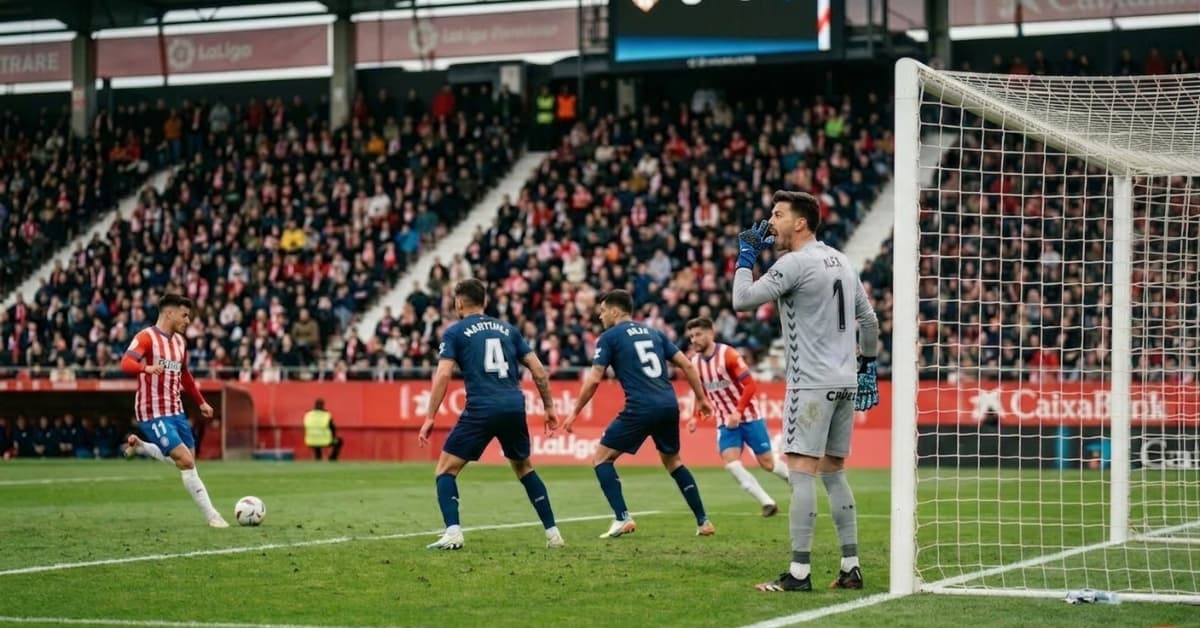 Portero dando instrucciones a su defensa ante un centro lateral para evitar goles en fútbol